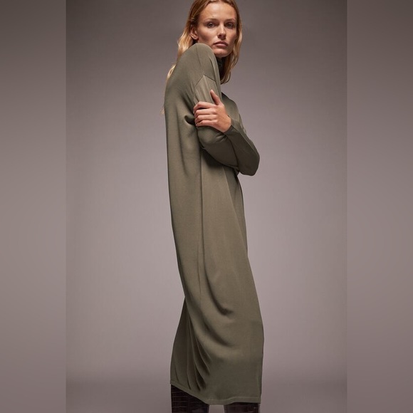 Zara Long Knit Turtleneck Dress Brown Size Small NWT - Picture 5 of 7